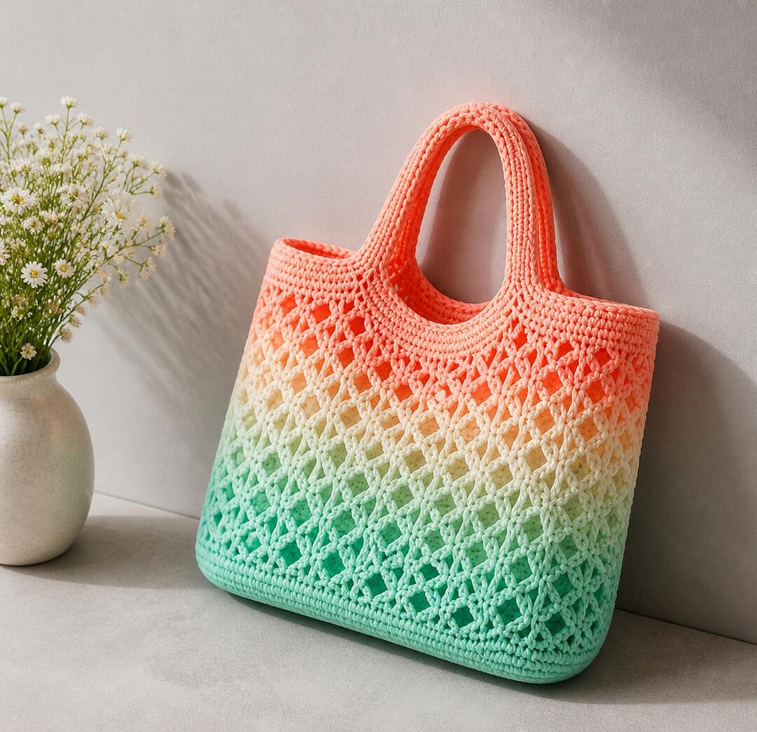 Easy Crochet Tote Bag Pattern PDF | Mesh Market Bag | Beginner Friendly ...