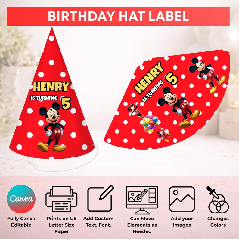 Mickey Mouse Party favor bundle, Mickey Mouse Party Decor, Birthday Decor, Chip bag, Water bottle label, Chocolate Wrapper, Caprisun Label image 9