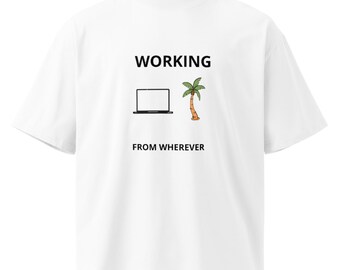 Digital Nomad T-Shirt - Funny Working From Anywhere Graphic Tee - Remote Work Gift - Minimalist Laptop Palm Tree Shirt - Organic Cotton Top