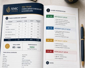 SMC Trade Confluence Checklist & Scorecard | Smart Money Concepts Trading | High-Probability Setup Confirmation PDF
