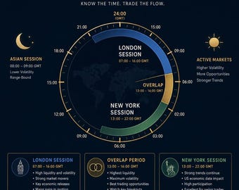 Global Trading Sessions Cheat Sheet | London & New York Overlap Guide | Forex Market Hours | SMC ICT Day Trading Tool | Printable PDF