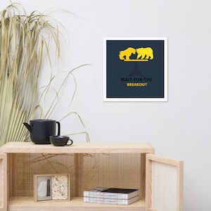 Wait For The Breakout Trading Poster - Bull and Bear Candlestick Pattern Wall Art