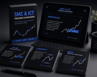SMC ICT Trading Flashcards | Smart Money Concepts Quick Reference Guide | Forex Crypto Trading Study Cards Digital Download
