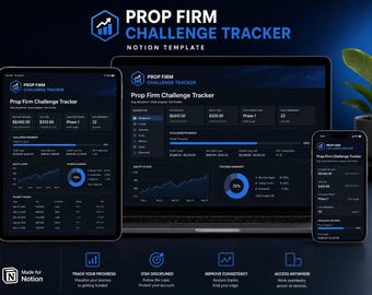 Prop Firm Challenge Tracker Notion Template | Funded Trader Dashboard