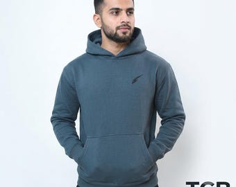 Handmade Men's Slate Green Hoodie Casual Everyday Streetwear Pullover