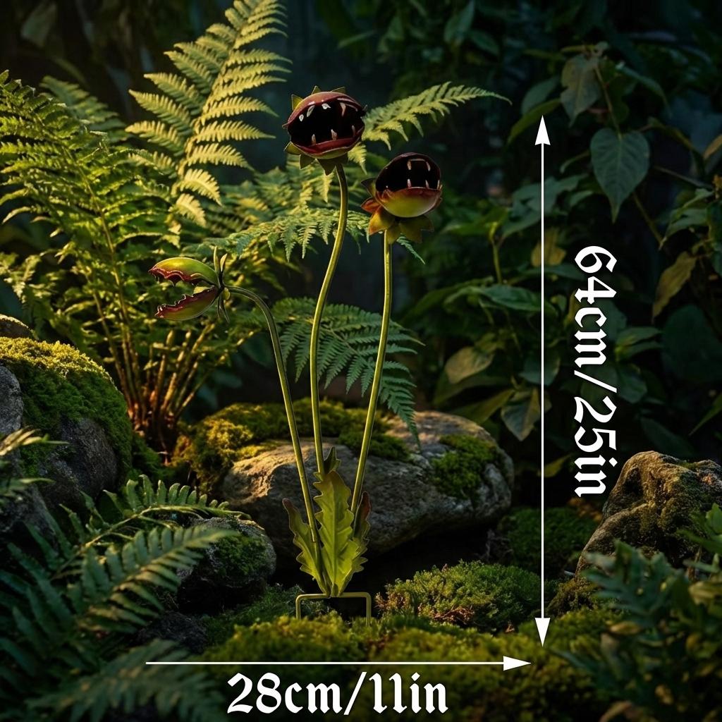 Whimsical Metal Venus Flytrap Garden Stake, Large Carnivorous