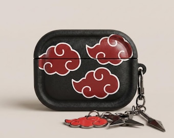 Naruto Akatsuki Cloud AirPod Case Cover for AirPods 1 2 3 4 & Pro | AirPods Case | AirPod Pro Case | Earbud Pouch | Earbud Case