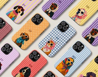 Funda personalizada para teléfono, funda con nombre personalizado: iPhone 17 16 15 14 Pro Max personalizado, funda con iniciales, Samsung Galaxy S25, funda para mamá de perro