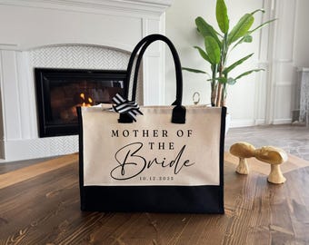 Mother of the Bride Groom Tote Bag, Custom Wedding Date Gift