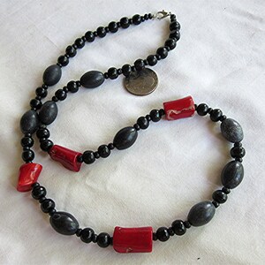 Black with red coral necklace