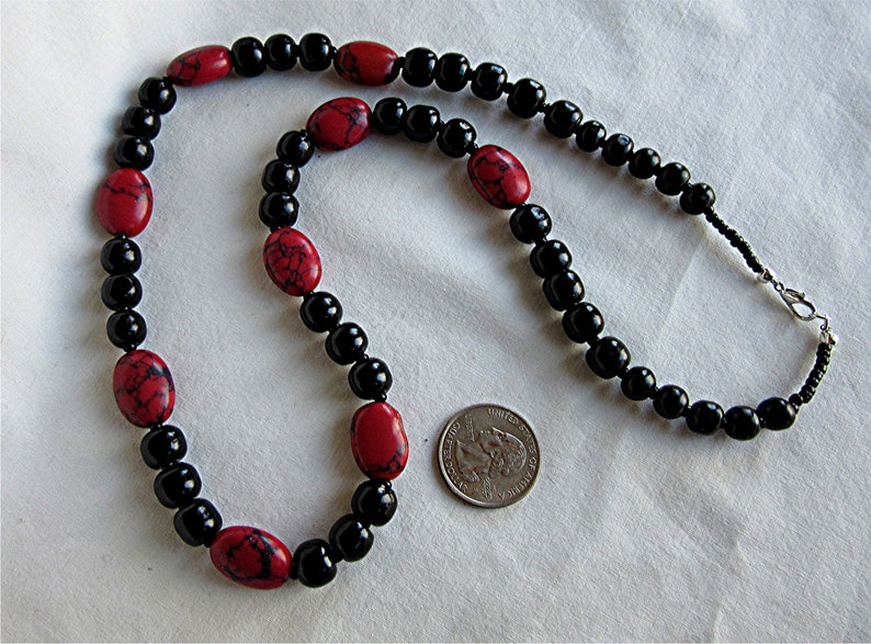 Black /& red beaded necklace