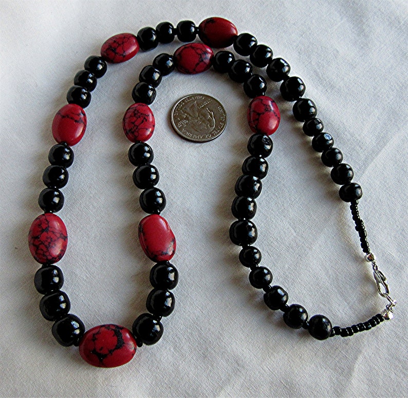 Black /& red beaded necklace