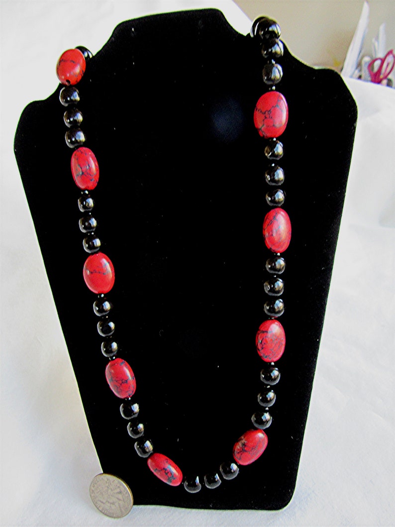 Black /& red beaded necklace