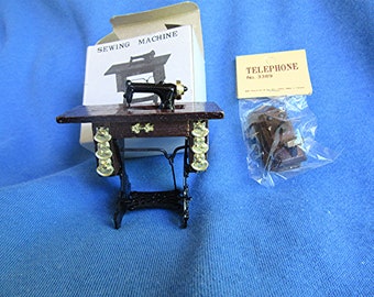 Doll house telephone-sewing machine-2 pc set