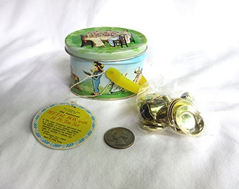 Oval tin plus 14 pc doll house tea set