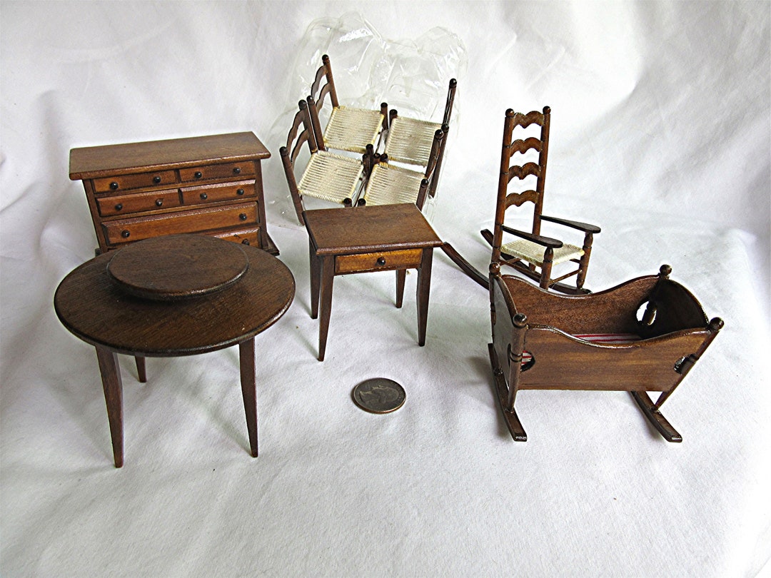 Mini Wood Furniture-9 Pc Set - Etsy