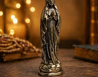 Virgin Mary Copper Keychain Pendant | Blessed Mother Bag Charm, Vintage Finish