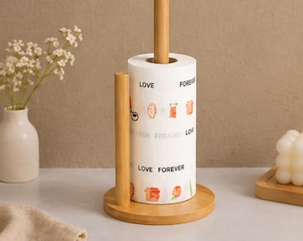 Porte-serviettes vertical en bois de bambou - Crochet organisateur de plan de travail de ferme