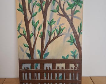 Green Branches and Leaves Painting "Branches" - Original Acrylic Painting on Canvas - Nature Wall Decor - Modern Art for Living Room and Kitchen
