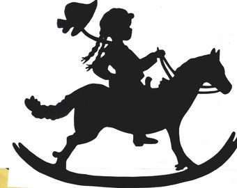 Belle on Her Pony Vintage Large Metal Silhouette for the Garden / Yard Art or Memorial  Sculpture