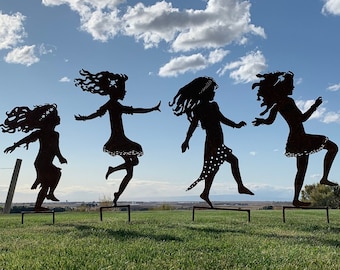 Four Sisters/ Metal Garden Art/ Yard Art/ Shadow Art/ Memorial Sculptures/ Vintage Metal Silhouettes for the Garden