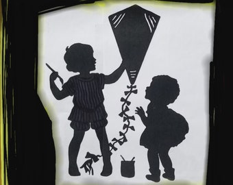 Kite painting Large Vintage Metal Silhouette for the Garden/Yard Art or Memorial Sculpture