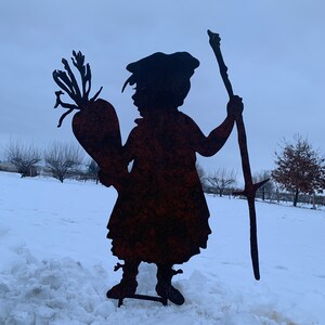 Carrot Girl Vintage Large Metal Silhouette for the Garden/Yard Art or Memorial Sculpture image 1