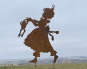 Caddy and Frog Vintage Large Metal Silhouette for the Garden and Yard Art