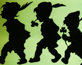 The Three Little Irish Lads Vintage Large Metal Silhouette Garden Art or Yard