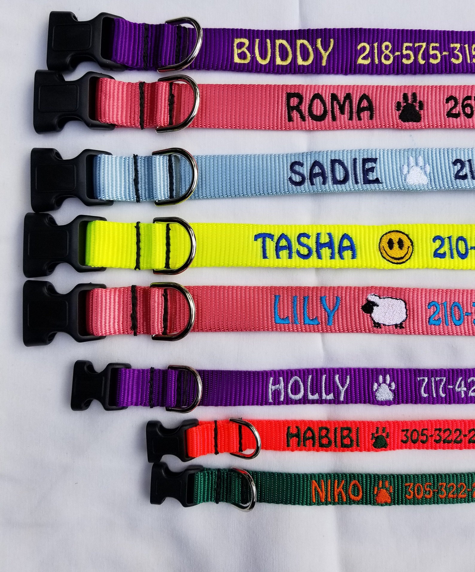 Personalized Custom Made Embroidered Dog Collars Etsy
