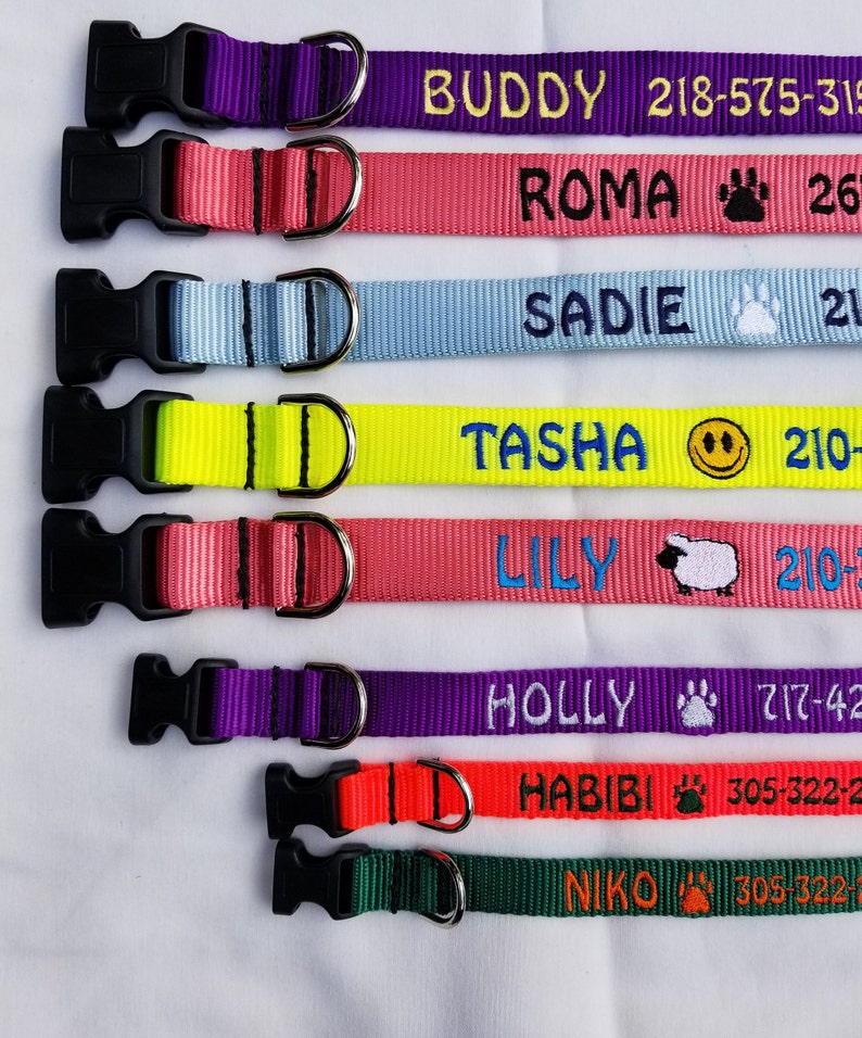 Personalized custom made embroidered dog collars image 7