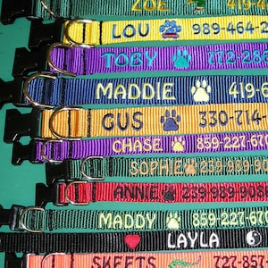 Personalized custom made embroidered dog collars