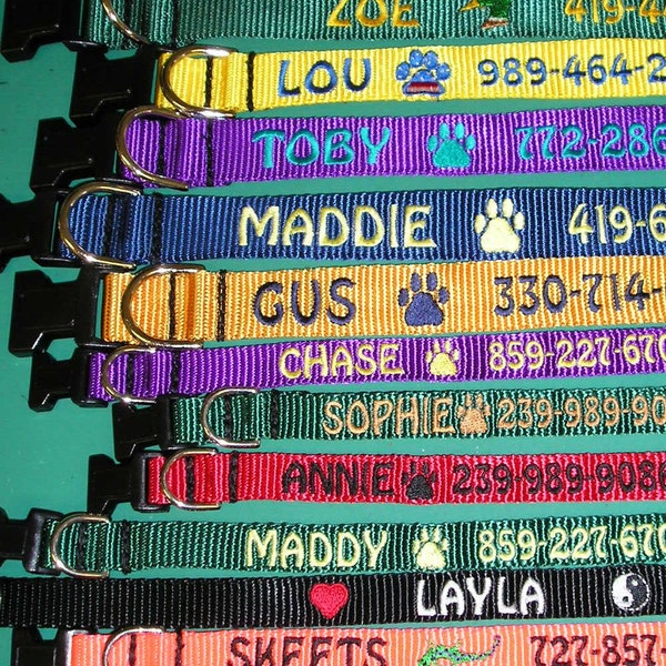 Personalized custom made embroidered dog collars