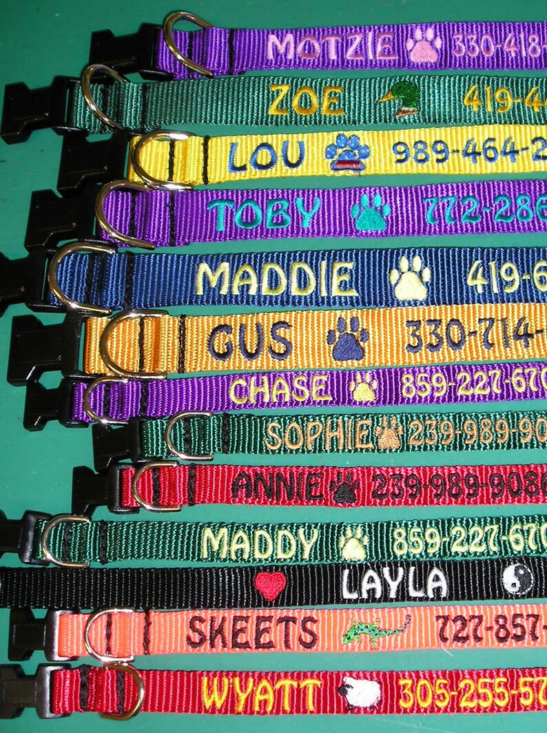 Personalized custom made embroidered dog collars image 1