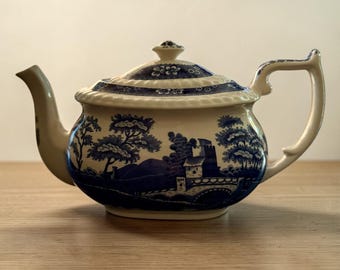 Bule Spode Tower Azul com Bordado | Em estado impecável | Vintage, fabricado na Inglaterra