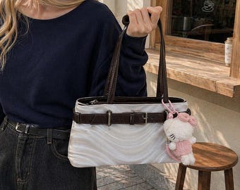 Retro Plaid Tote Bag, Women’s Shoulder Handbag, Textured Work Commuter Purse