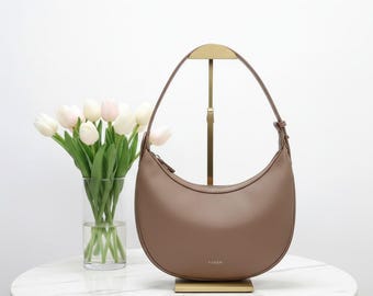 Minimalist Crescent Shoulder Bag, PU Leather Underarm Bag, Casual Cross body Purse for Women
