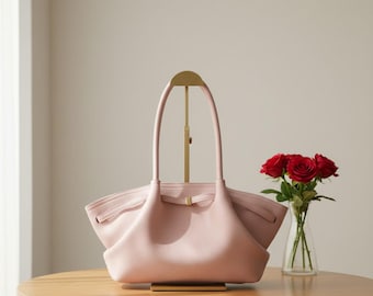 Soft PU Leather Tote Bag, Lychee Pattern Shoulder Purse, Large Capacity Underarm Bag