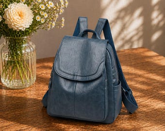 Women’s Leather Backpack, Large Capacity Vintage Travel Bag, Casual School Book bag