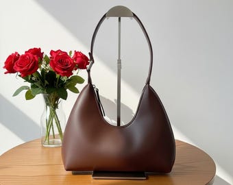 Minimalist Hobo Shoulder Bag, PU Leather Underarm Purse, Casual Everyday Handbag for Women