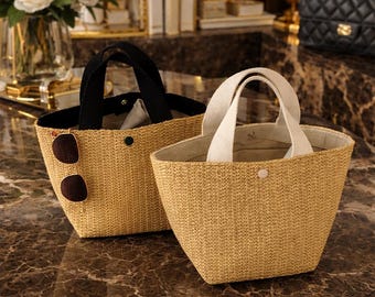 Boho Straw Tote Bag, Woven Summer Shoulder Handbag, Beach Casual Purse