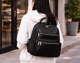 Genuine Leather Women’s Backpack, Soft Sheepskin Travel Bag, Stylish School Backpack