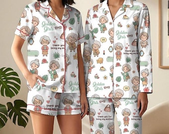Schattige pyjama met oma en liefdesprint met korte mouwen en lange broek Moedercadeau nachtkleding