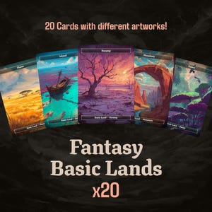 Fantasy Basic Lands Pack (20 Cards) | Custom EDH Commander Proxies | Dark Fantasy Art Style
