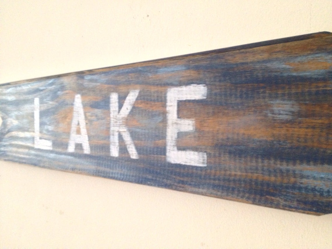 Rustic Lake Sign Wall Decor Made Form Reclaimed Wood Etsy