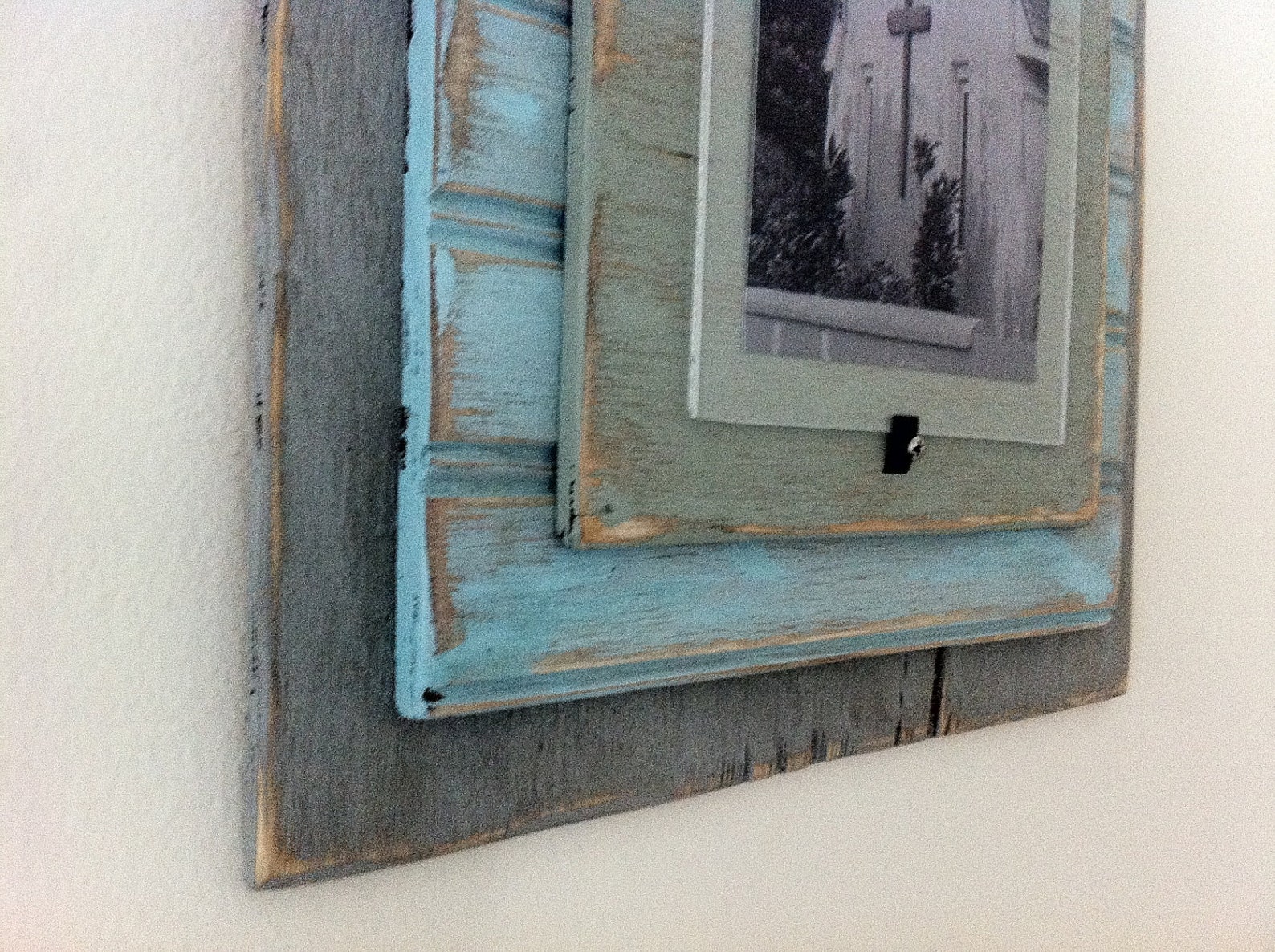 5 X 7 Distressed Handmade Picture Frame Grey Blue & Slate Etsy