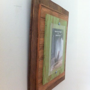 5 x 7 Distressed Handmade Picture Frame Natural Wood, Peach & Green image 4
