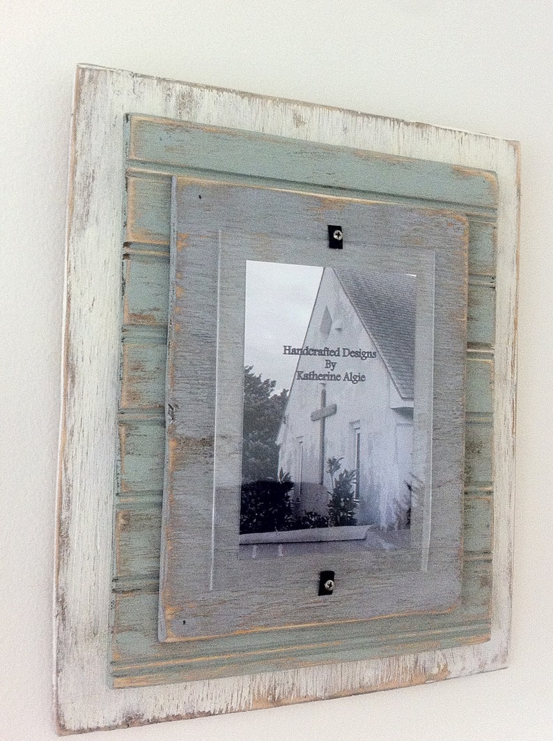 5 X 7 Distressed Handmade Picture Frame Ivory Slate Green & Etsy