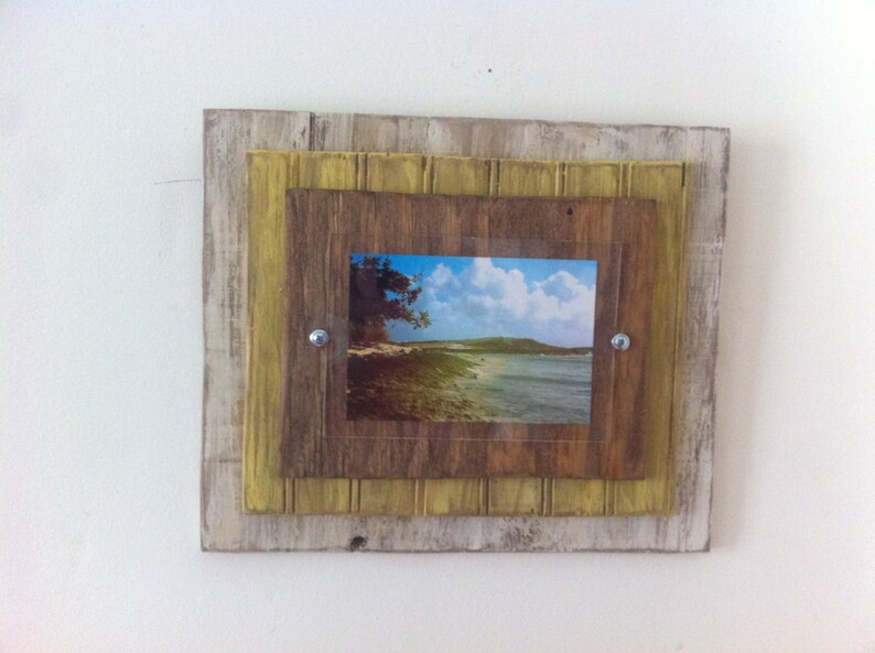 5 X 7 Distressed Handmade Picture Frame White Yellow & Etsy