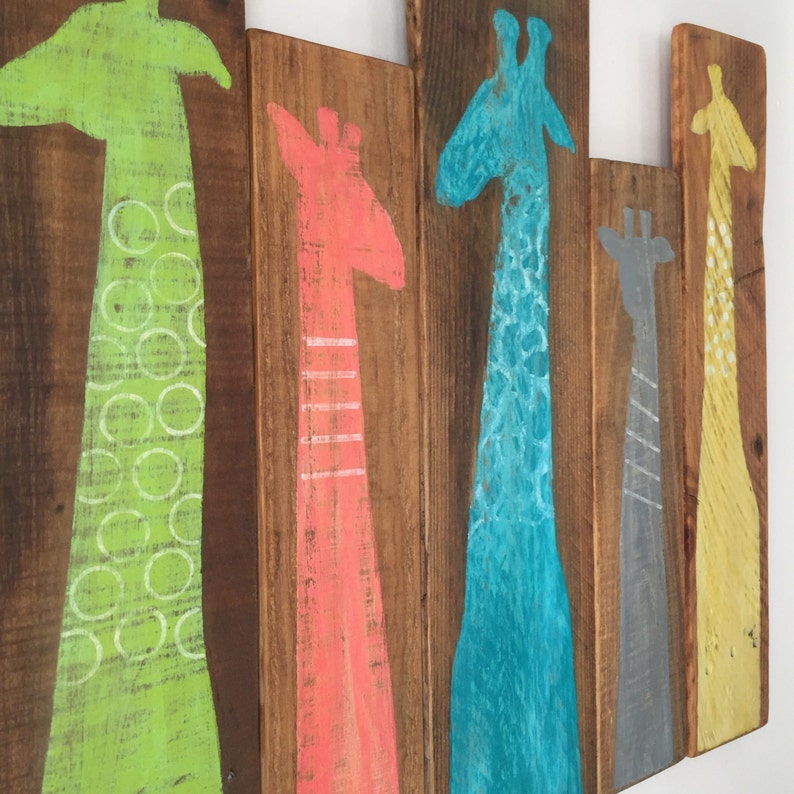 Giraffes Rustic Wall Decor Etsy
